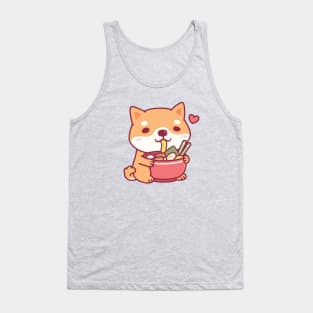 Cute Shiba Inu Dog Loves Eating Japanese Ramen Noodles Tank Top